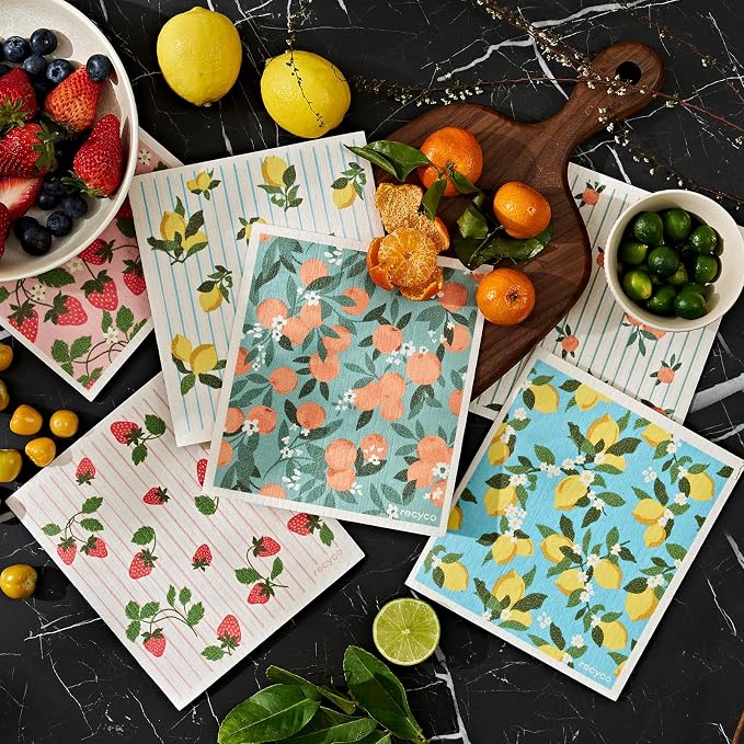 RECYCO Swedish Dishcloths for Kitchen | 6 Packs Orchard Grove Washable Dish - Image 2