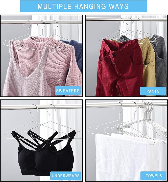 Seropy Clothes Hangers 50 Pack Coat Hangers Wire Hanger Bulk Metal Hanger Non - Image 5