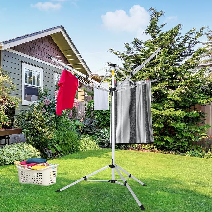 JS HANGER Drying Natural Clothes Airer Outdoor Portable 4-arm Aluminum Drying - Image 8