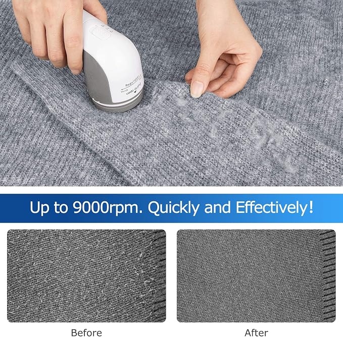 BEAUTURAL Fabric Shaver and Lint Remover, Portable Sweater Defuzzer | Battery - Image 3