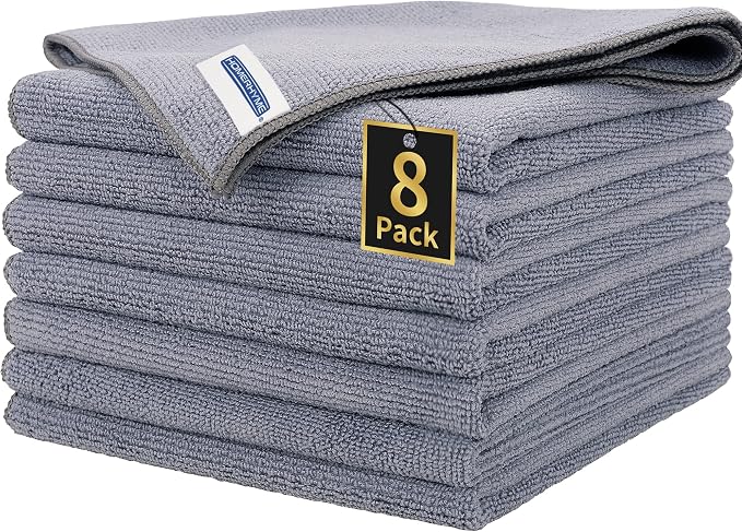 Microfiber Cleaning Cloth, Premium 8 Pack Cleaning Towels, Lint-Free by HOMERHYME