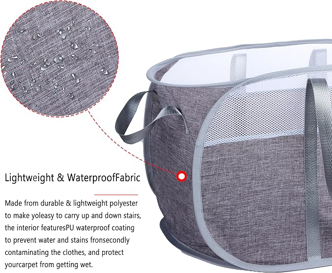 Pop Up Laundry Hamper，with Durable Handles collapsible laundry basket，Easy to - Image 4