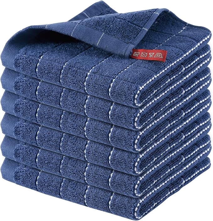 Homaxy 100% Cotton Terry Kitchen Dish Cloths, 6 Pack by Homaxy