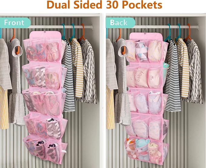 MISSLO 30 Large Pockets Dual Sided Hanging Shoe Organizer - Image 2
