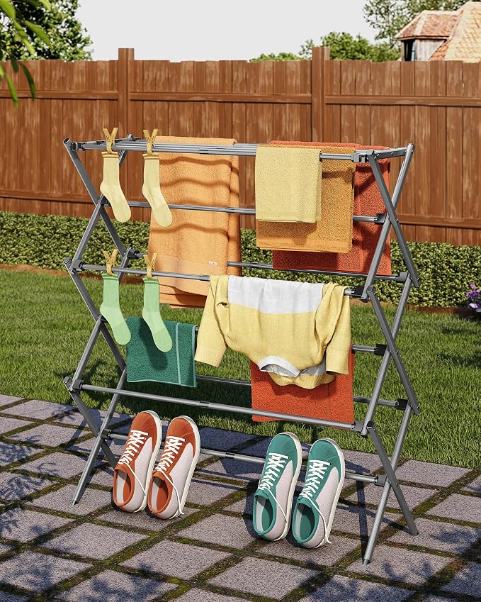 3-Tier Foldable Clothes Drying Rack, 37.6" H, Tool-free Assembly, Extendable - Image 8