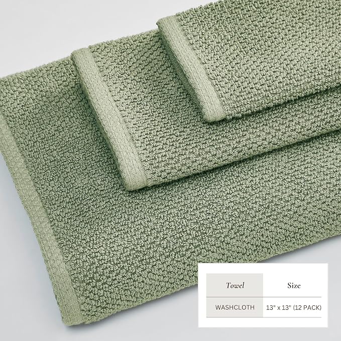 Great Bay Home 100% Cotton 12-Pack 13x13 Wash Cloth - Image 4