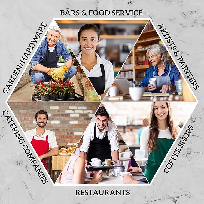 GREEN LIFESTYLE 3 Pack Professional Chef Apron – Grilling Aprons for Men, Waterproof Cooking Apron for BBQ, Work or Restaurant Use, Kitchen Aprons for Women – Black, No Pockets