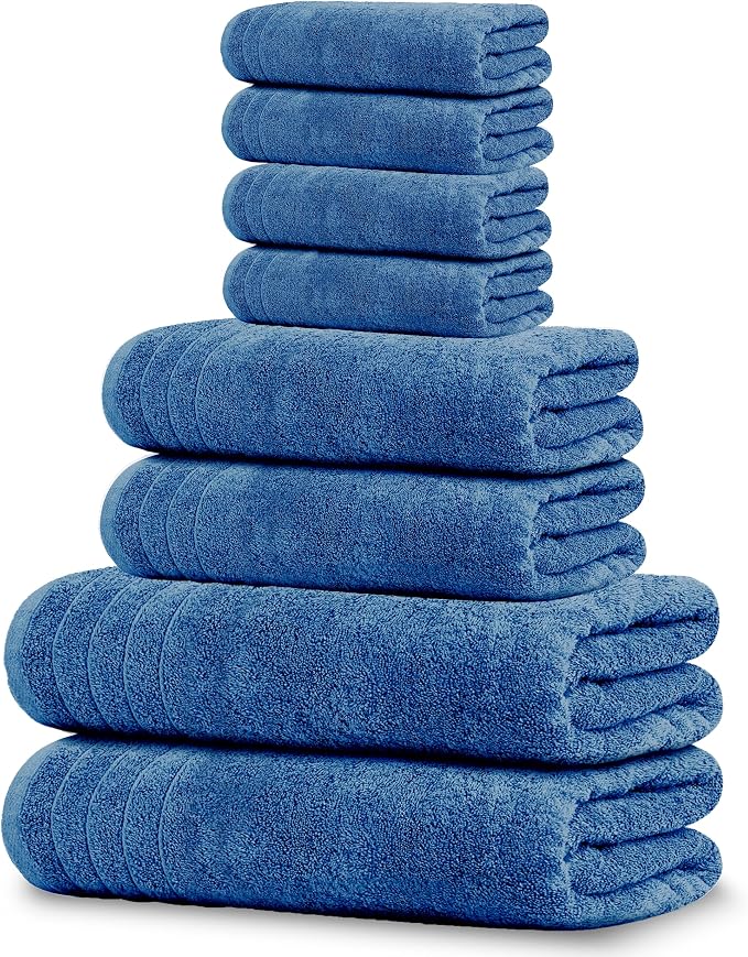 8 Piece Towel Set, 2 XL Bath, 2 Hand, 4 Washcloth, Lighter Weight, Quicker to by TensTowels
