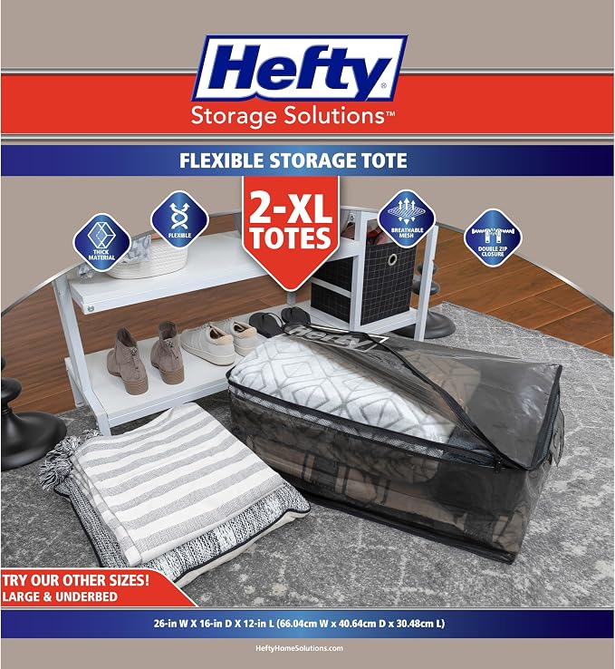 Hefty Storage Bags Extra Large Double Zipper Backpack, Heavy Duty Water - Image 2