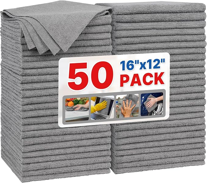 FIXSMITH Grey Microfiber Cleaning Cloth, Reusable Shop Towels, Microfiber Towels by FIXSMITH