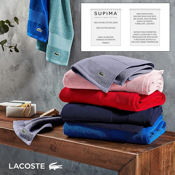 Lacoste Heritage 100% Supima Cotton Bath Sheet 35" x 70", Micro Chip | Highly - Image 4