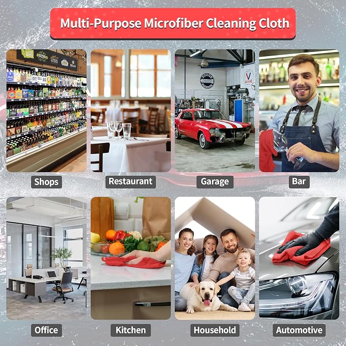 Shop Towels Rags, 100 Pack Microfiber Cleaning Cloth Bulk Absorbent Detailing - Image 7