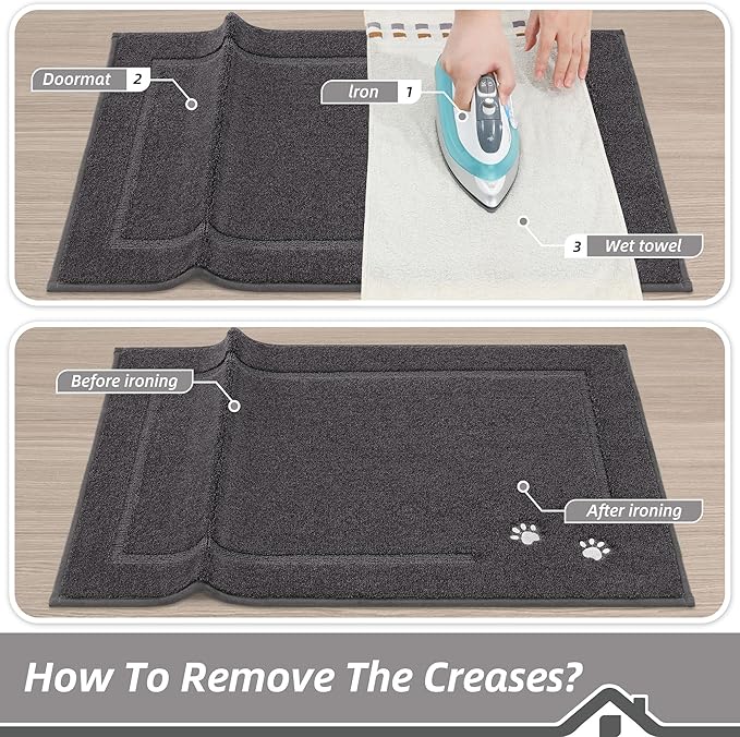 BEQHAUSE Dog Door Mat for Muddy Paws 20"x32" Dirt Trapper Absorbent Doormat Non Slip Entryway Rugs Washable Stain Resistant Welcome Floor Mat Soft Low-Profile for Front Back Door, Dark Grey