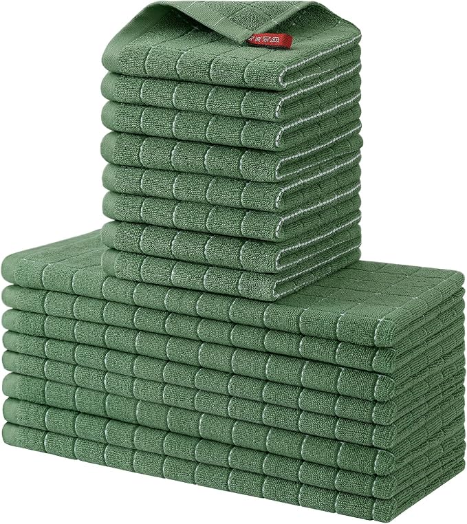 Homaxy Kitchen Towels and Dishcloths Set, Grass Green by Homaxy