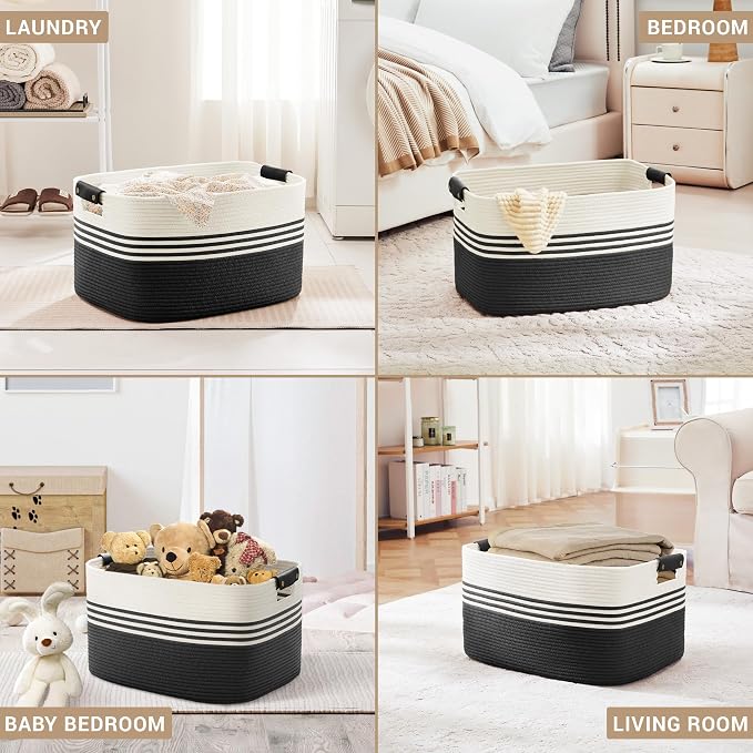 72L Large Woven Laundry Basket Hamper - Image 4