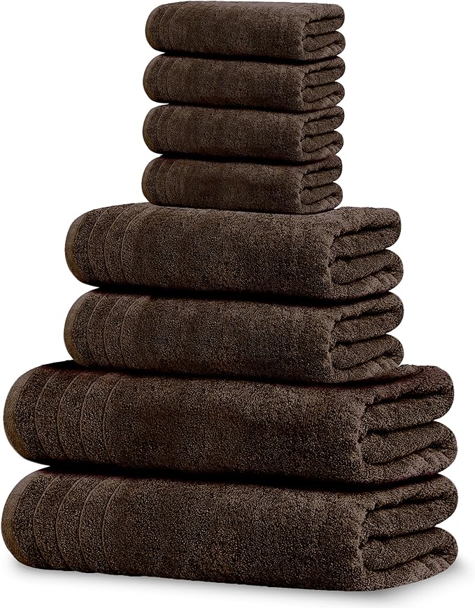 8 Piece Towel Set, 2 XL Bath, 2 Hand, 4 Washcloth, Lighter Weight, Quicker to by TensTowels