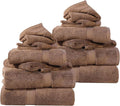 SUPERIOR Egyptian Cotton Ultra Plush & Absorbent, 12 Piece Set, Chocolate | by SUPERIOR