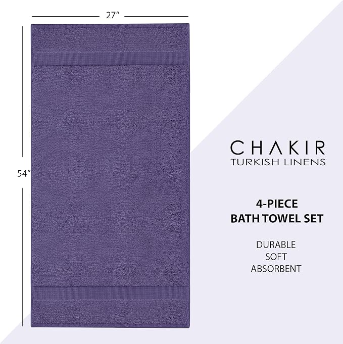 Chakir Turkish Linens 100% Cotton 4-Pack Bath Towels 27x54, Plum | Premium - Image 6