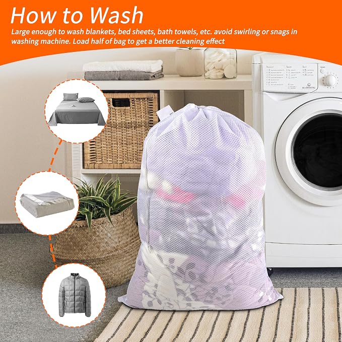 Polecasa 2 Pack Heavy Duty Diamond Mesh Laundry Bag - Image 6