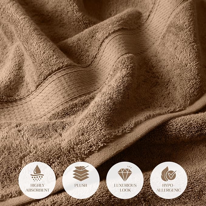 SUPERIOR Egyptian Cotton Plush & Absorbent, Bath Towel Set of 2, Latte | Quick - Image 7