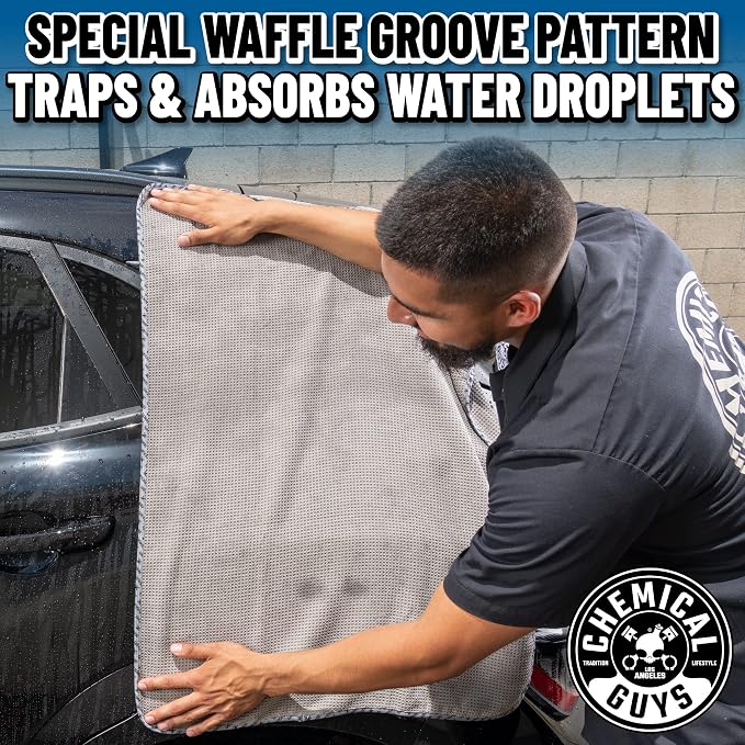 Chemical Guys, Waffle Weave Gray Matter Microfiber Drying Towel, 25 x 36 in - Image 5