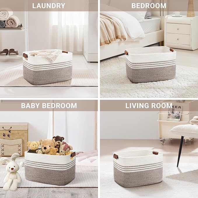 45L Woven Laundry Basket Hamper - Image 4