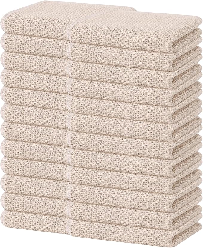 Homaxy 100% Cotton Waffle Weave Kitchen Dish Towels 24-Pack, Ultra Soft by Homaxy