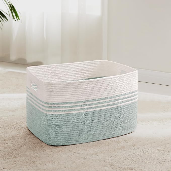 45L Small Woven Laundry Basket Hamper by SunNewt