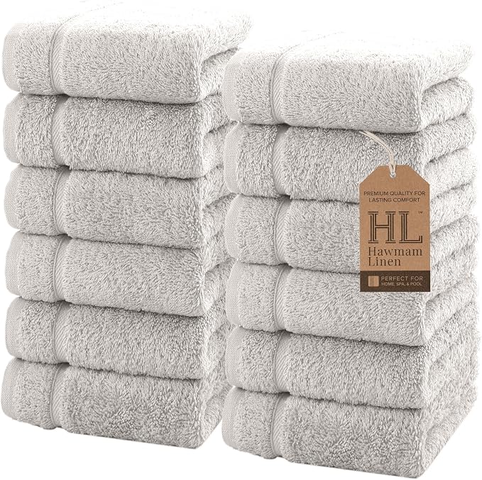 Hawmam Linen Luxury Cotton Washcloths 13x13 Inch by HawmamLinen