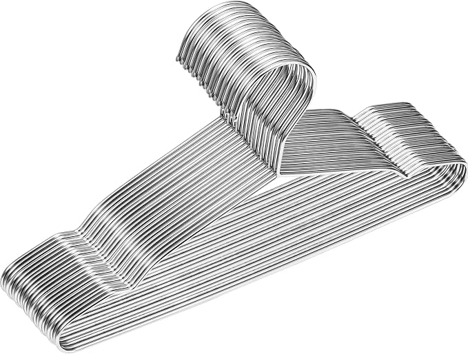 Baby Hangers, 50 Pack Stainless Steel 12.6 Inch Heavy Duty Non-Slip Space by Fayleeko