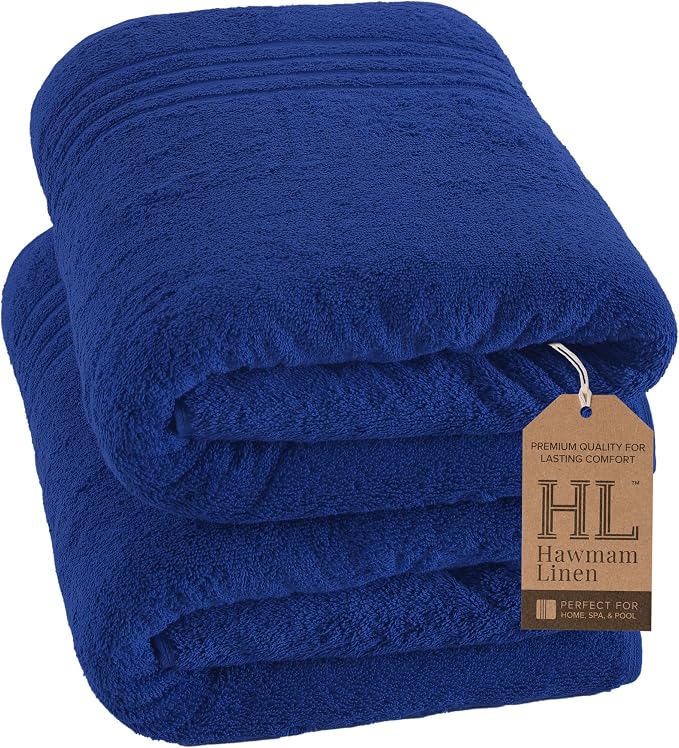 Hawmam Linen Jumbo Large Bath Sheets Towels 2 Pack Soft and Absorbent by HawmamLinen