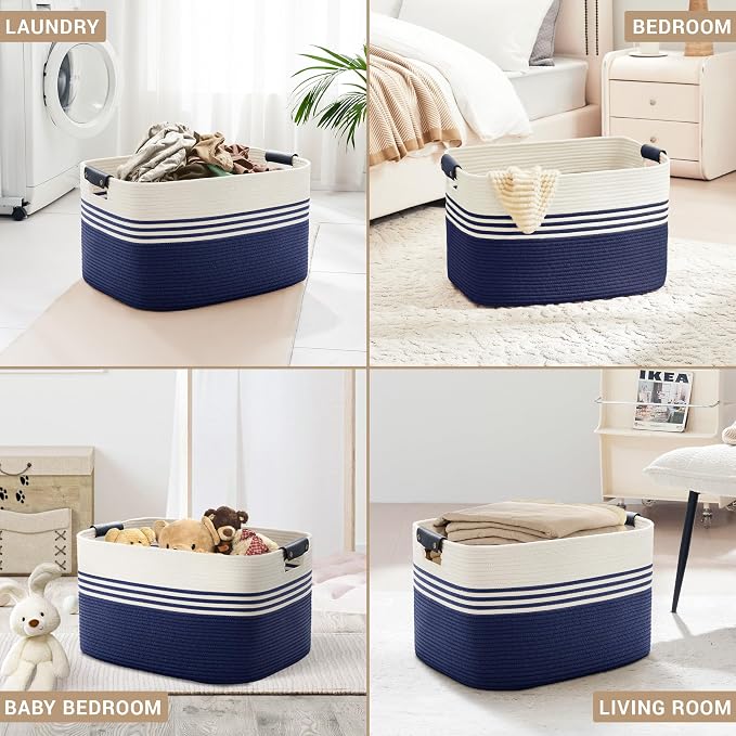 86L Large Woven Laundry Basket Hamper - Image 4