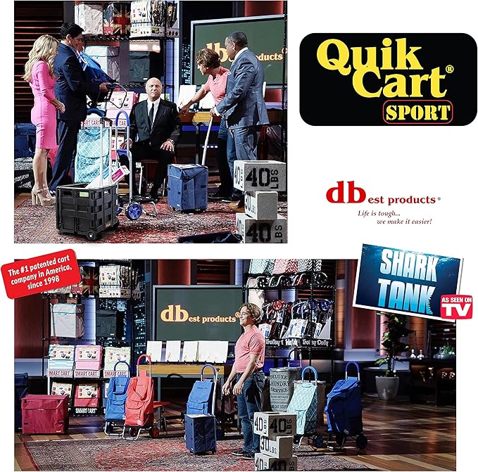 dbest Products Quik Cart Sport Collapsible Rolling Crate on Wheels for Teachers Tote Basket 80 lbs Capacity, Made from Heavy Duty Plastic, Black, Compact