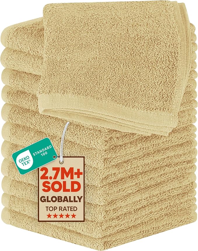 Utopia Towels 12 Pack Washcloths, 12x12 in, 100% Cotton, Fast Drying Soft Feel by Unknown