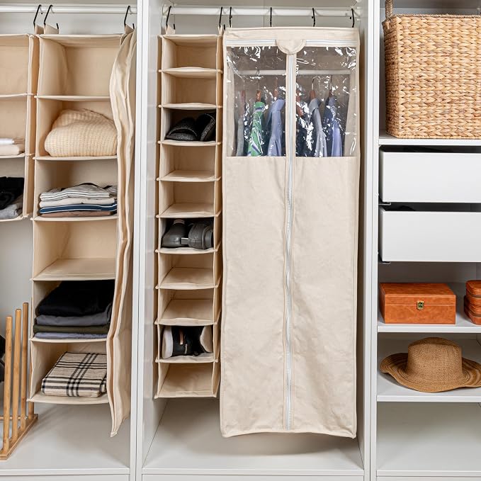 Household Essentials Hanging Shoe Organizer, 10 Wide Cubbies - Image 2