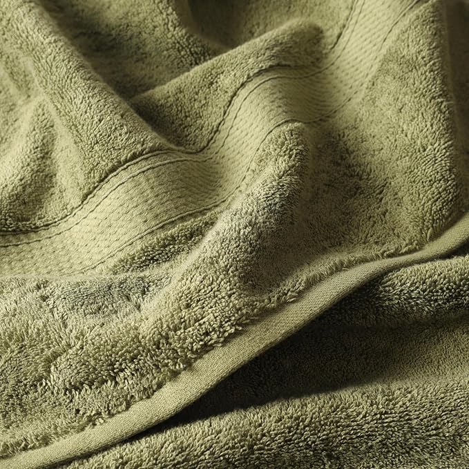 Superior Egyptian Cotton Plush Absorbent, Bath Towel Set of 4, Forest Green | - Image 6