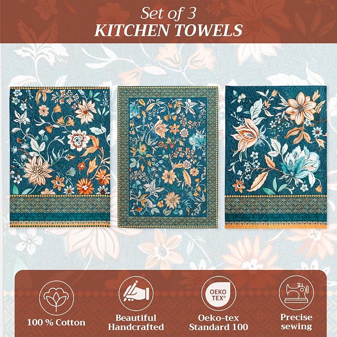 Maison d' Hermine Kitchen Towels Set of 3 Reusable 100% Cotton 27.50" x 20" - Image 2
