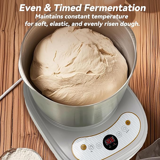 Dough Maker with Ferment Function 7.4Qt Large Capacity Dough Mixer,Commercial&Household Bread Mixer for Pizza, Noodles, Bread,Sourdough Kneading Machine with Stainless Steel Bowl, Face-up Touch Panel