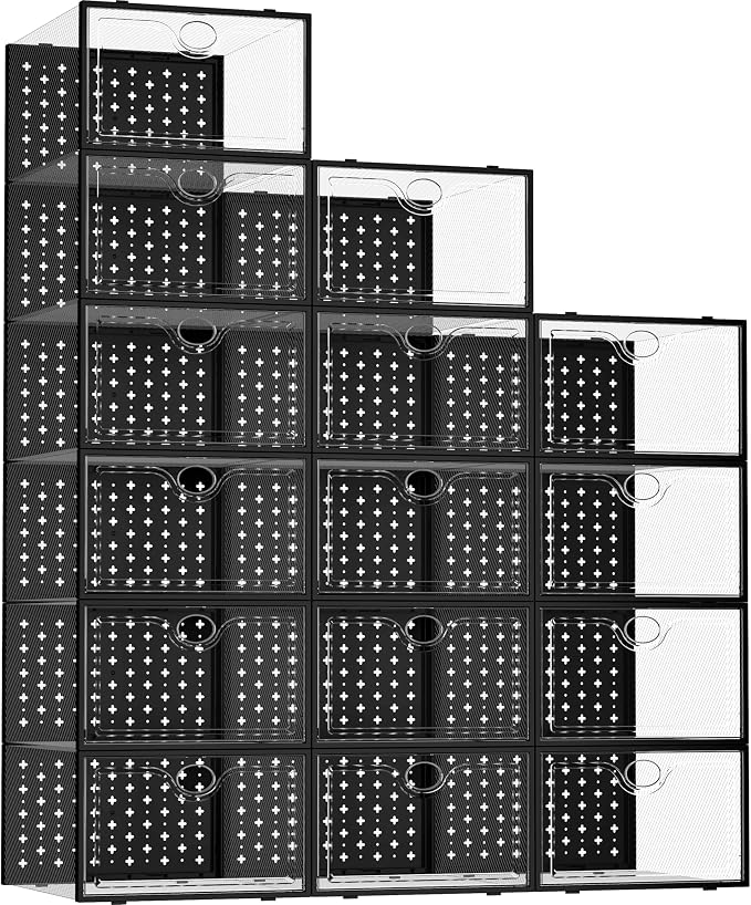 Pinkpum 15 Pack X-Large Shoe Storage Boxes, Shoe Organizer Clear Stackable by Pinkpum