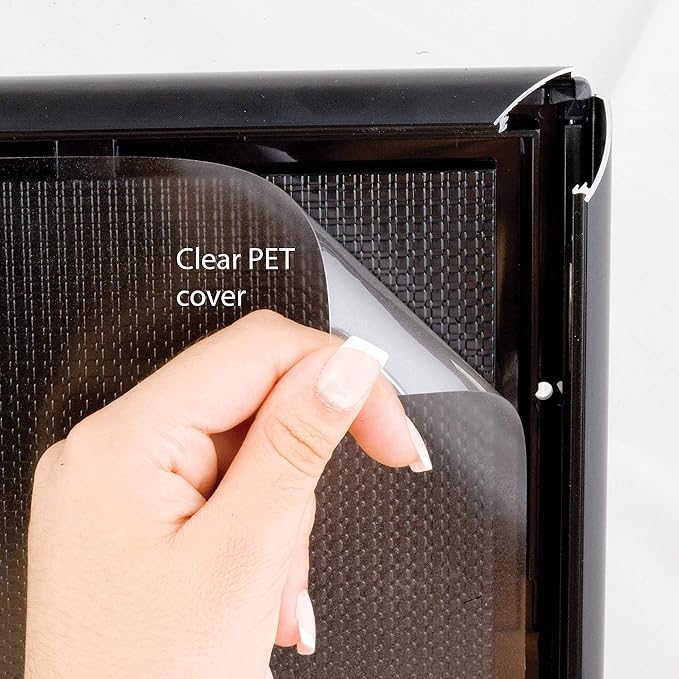 M&T Displays Opti Snap Poster Frame 8.5x11 Inch Black 1" Aluminum Profile Front Loading Wall Mounting Photo Picture Document Certificate Sign Holder Mitered Corner Anti Glare Cover (500 pack)