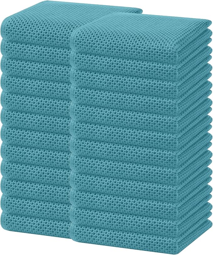 Homaxy 100% Cotton Waffle Weave Kitchen Dish Towels 24-Pack, Lake Blue | 13 x by Homaxy