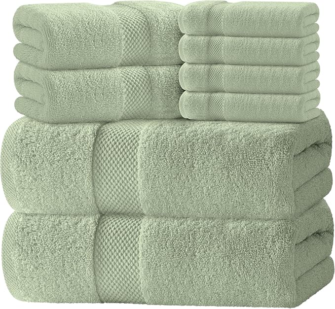 White Classic Luxury Bath Towel Set of 8 Pieces by WhiteClassic