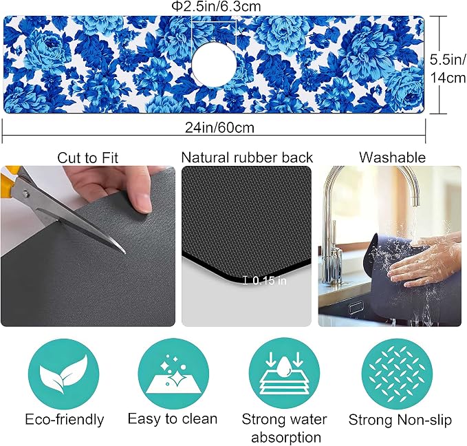 Kitchen Sink Splash Guard Faucet Mat Super Absorbent Fast Drying Mat Sink - Image 5
