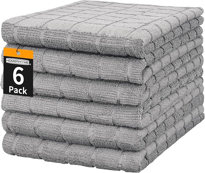 Microfiber Hand Bath Towels, 6 Pack 25''*15'' Grey Bathroom Hand Towels by HOMERHYME