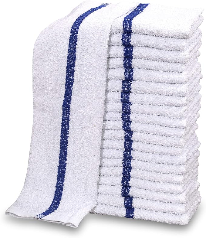 GOLD TEXTILES 12 PC New Cotton Blend White Restaurant Bar Mops Kitchen Towels by GOLDTEXTILES