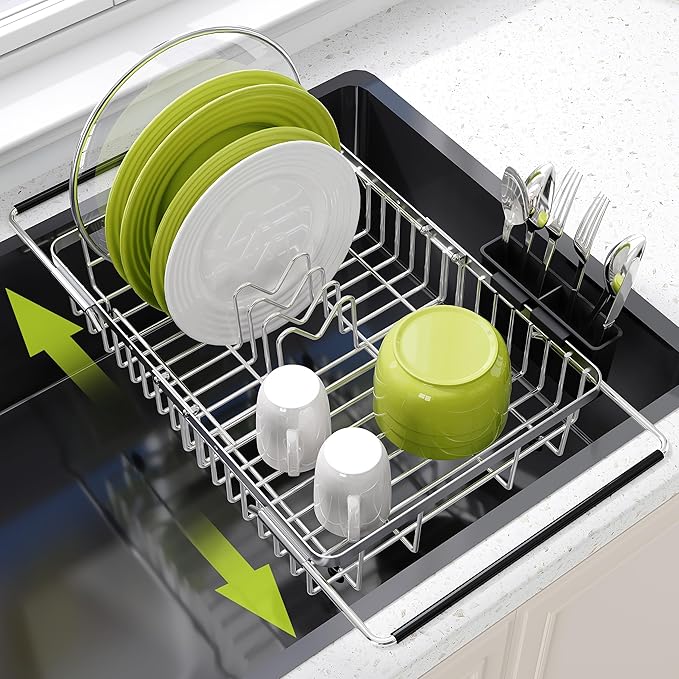 JASIWAY Expandable Dish Drying Rack Over the Sink by JASIWAY