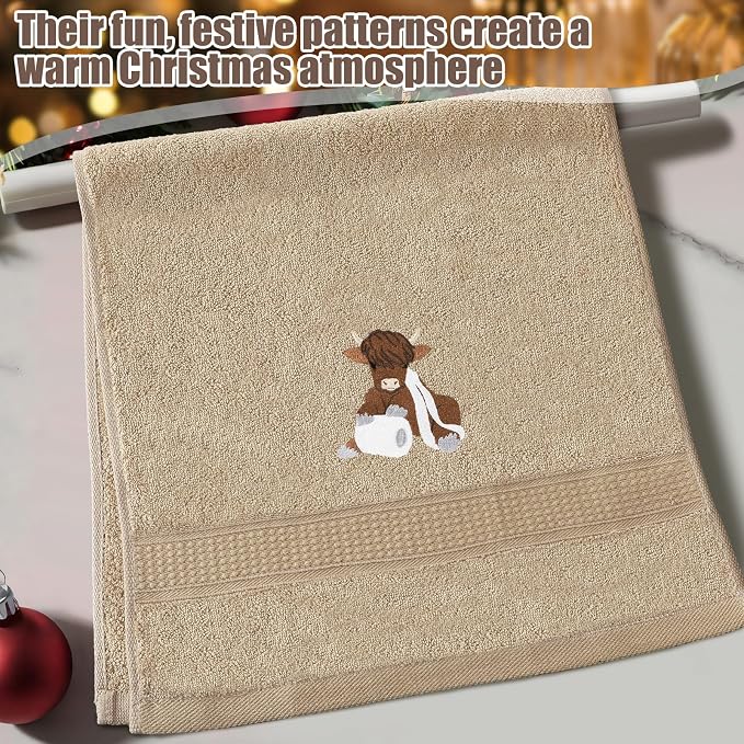 FuWeave 3 Pcs Highland Cow Hand Towels - Image 3