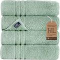 Hawmam Linen Light Green Bath Towels 4 Pack Soft and Absorbent by HawmamLinen
