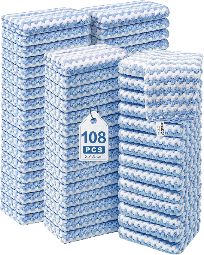 JOYMOOP 108 Packs Microfiber Cleaning Cloths, Lint-Free Cleaning Rags, Super by JOYMOOP