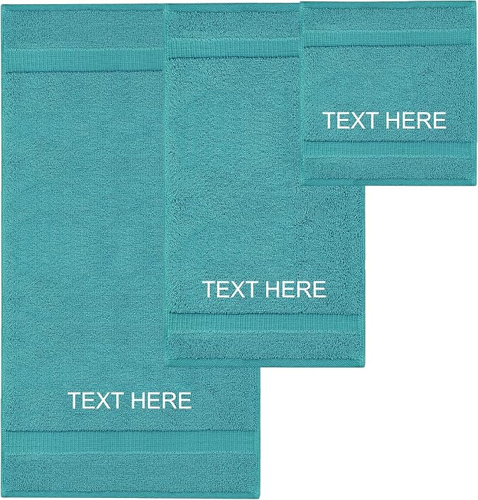 Chakir Turkish Linens 100% Cotton Personalized 3-Piece Set, Aqua | Personalized by ChakirTurkishLinens